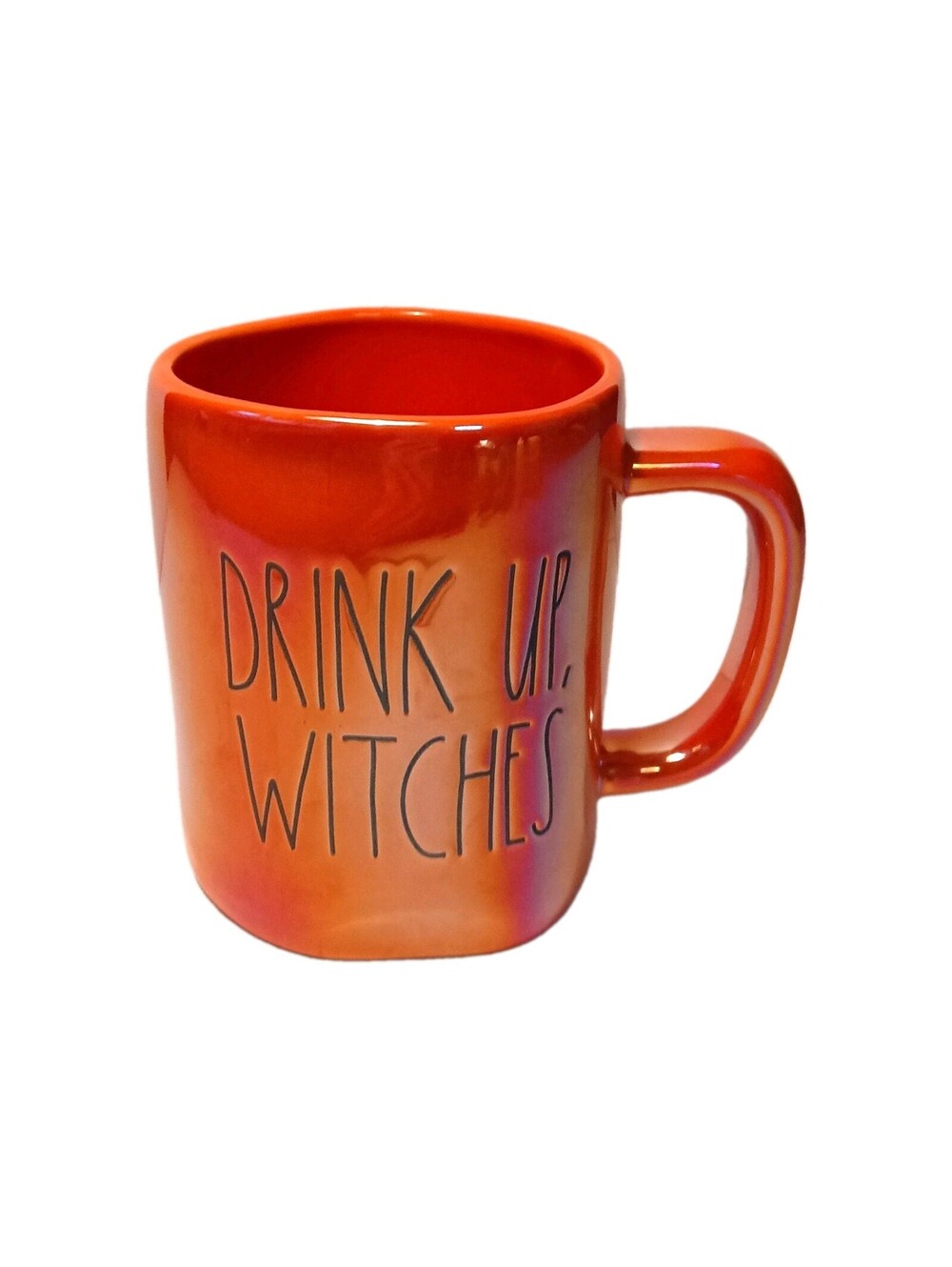 Rae Dunn Drink Up Witches Halloween Mug Orange Iridescent 16oz